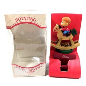 1980 Merrilite Rotating Musical Boy Rocking Stocking Hanger - Boxed - GOOD